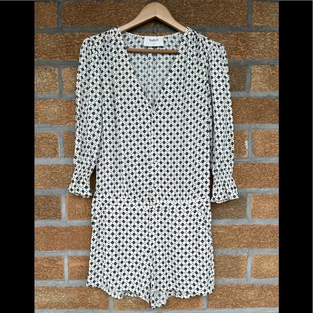 ba&sh Choopa Button Front V-neck Romper size 0